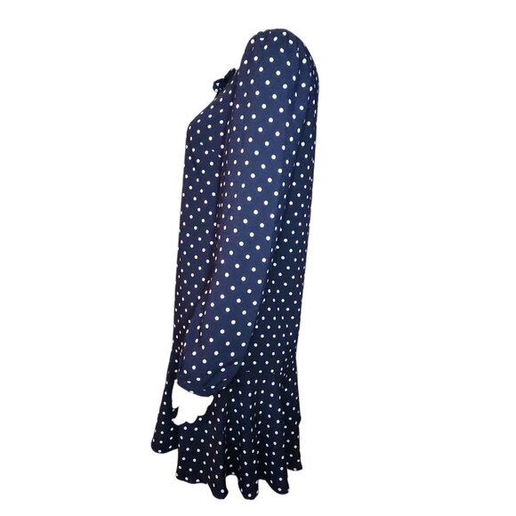 Draper James Dress Womens Size XS Blue Polka Dot Long Sleeve Reese Witherspoon - Picture 2 of 7